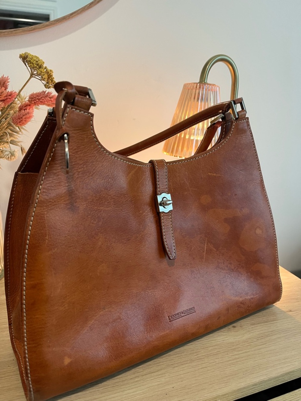 Vintage Dooney & Bourke Brown Leather Shoulder Bag - Picture 5 of 11
